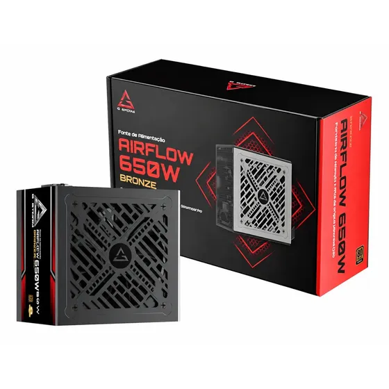 GSTORM - FONTE ATX 650W AIRFLOW 80 PLUS BRONZE C/CABO DE FORÇA