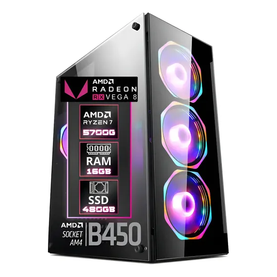 Pc Gamer Fácil Pulse Amd Ryzen 7 5700g Radeon Vega 8 Ssd 480gb 16gb Ddr4 Fonte 500w - Pgf-0150pu Pc Gamer Fácil Pulse Amd Ryzen 7 5700g Radeon Vega 8 Ssd 480gb 16gb Ddr4 Fonte 500w - Pgf-0150pu