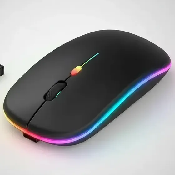 Mouse Sem Fio Bluetooth Recarregável com 1600 DPI, Preto