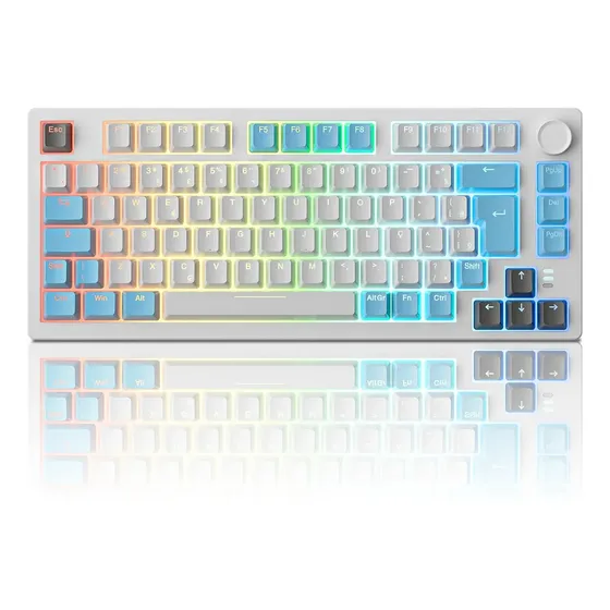 Teclado Mecânico Gamer, 2.4ghz/usb-c/bt, 75% 82 Teclas Rgb Teclado Sem Fio Abnt2, Anti Ghosting Usb Para Pc Notebook Mac Ps4, Branco Teclado Mecânico Gamer, 2.4ghz/usb-c/bt, 75% 82 Teclas Rgb Teclado Sem Fio Abnt2, Anti Ghosting Usb Para Pc Notebook Mac Ps4, Branco