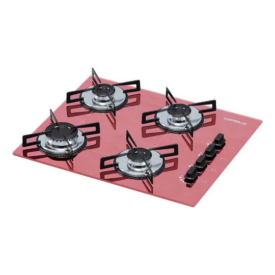 Fogão Cooktop A Gás Chamalux 4 Bocas Ultra Chama Cor Rosa