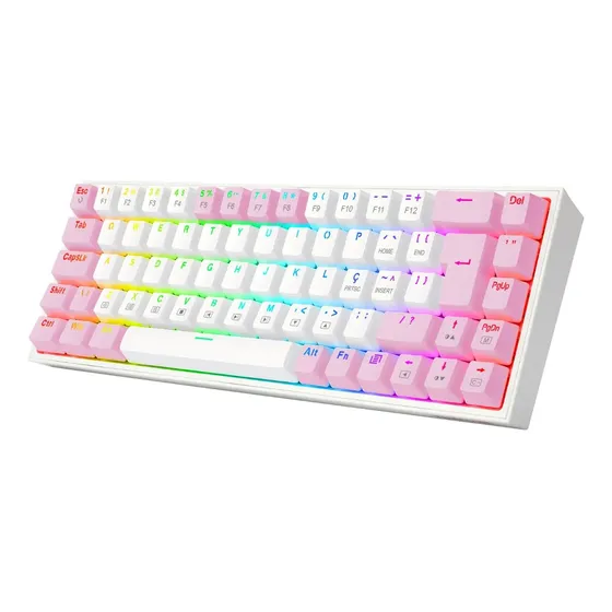 Redragon Castor Rgb Branco E Rosa Switch Marrom