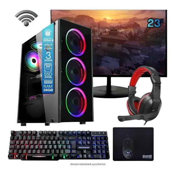 Computador Gamer Ryzen 3 3200g 16gb Ddr4 Ssd 240gb Vega 8