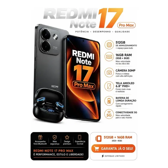 Redmi Note 17 Pro Max 512gb 8gb+8gb Bateria 10000 Mah Global