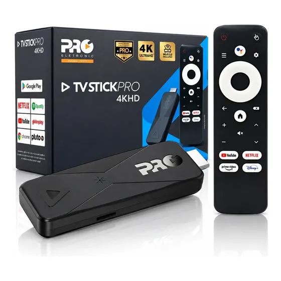 Tv Stick Pro 4k Proeletronic Controle Por Voz Streaming