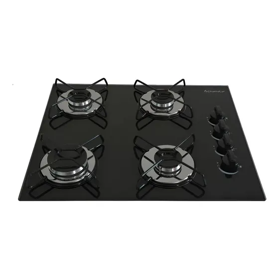 Fogão Cooktop Gás 4 Bocas Ultra Chama 127v/220v Preto Preto
