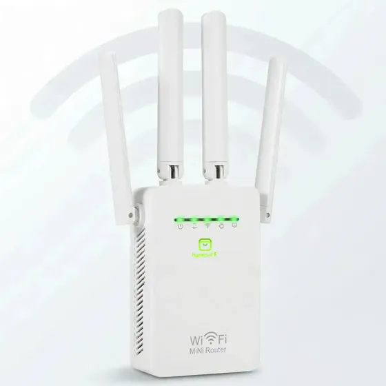 Repetidor e Roteador Wi-Fi Hypefull de 300 Mbps com 4 Antenas para Longo Alcance