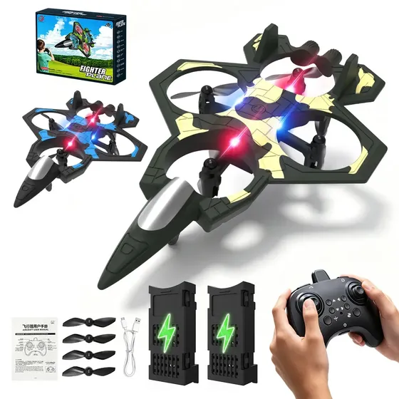 Drone Design Avião De Controle Remoto Crianças Iniciantes Brinquedo Drone Com Luz E 2 Baterias Recarregável Amarelo