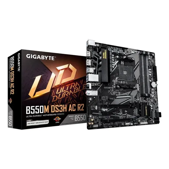 Placa Mãe Gigabyte B550m Ds3h, Chipset B550, Am4, Matx Ddr4
