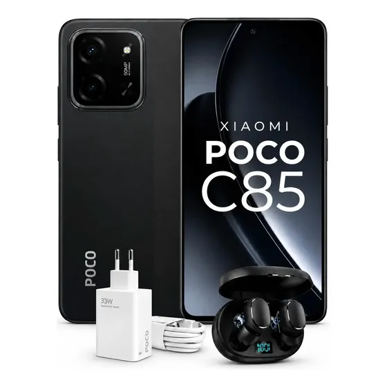 Smartphone Xiaomi Poco C85 256gb 16gb Ram Nfc Preto + Fone