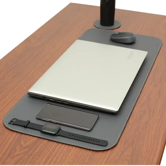 Mouse Pad Gamer Grande Feroz Wf 80x30 Em Couro Sintético Cinza-escuro