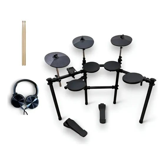 Bateria Eletrônica Seven Sd-770 7pç Preto + Fone
