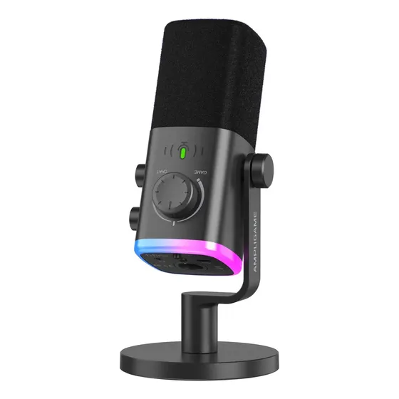 Microfone Fifine AM9 Condensador XLR e USB-C com RGB, Preto