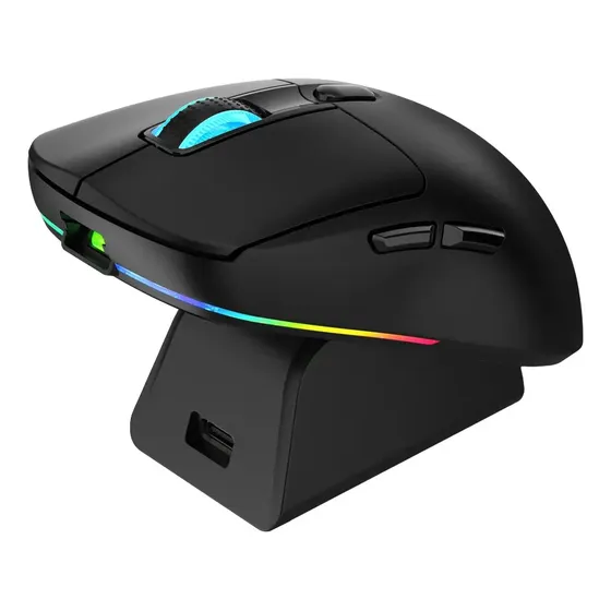Mouse Gamer Warrior Magnus Sem Fio, Óptico, para Jogos, Com Luzes, Preto