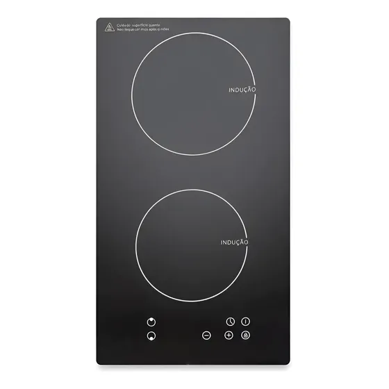 Fogão Cooktop De Indução 2 Bocas Elétrico Preto Painel Touch