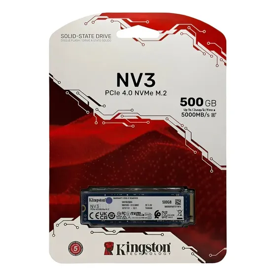Ssd 500gb Kingston Nv3 M2 2280 Nvme Pcie 4.0 Ultra Rápido