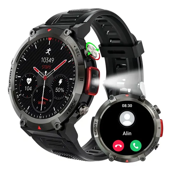 Smartwatch Esportivo Mertto S100 para Homens, à Prova d'Água Militar com Bluetooth e Tela de 1.85"