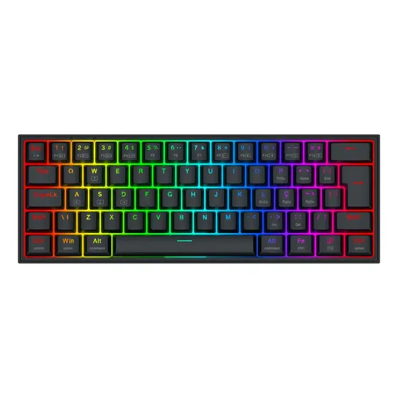 Teclado Mecânico Gamer Redragon Alcor Preto Rgb 60% Preto Português Brasil