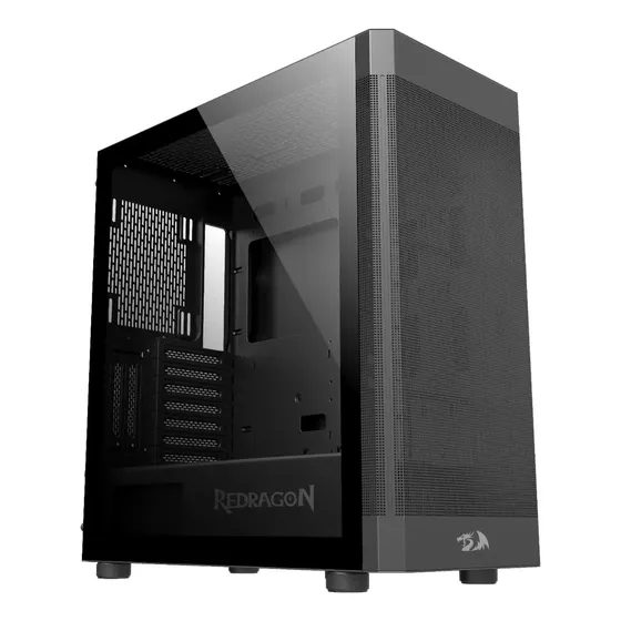 Redragon Aeroglass Ca-602b Gabinete Mid Tower Vidro Preto