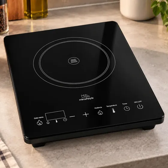 Cooktop de Indução Portátil Pítia com 1 Boca, Painel Touch e Timer
