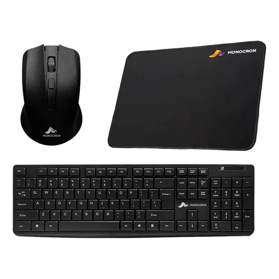 Kit Teclado E Mouse Sem Fio Wireless E Mouse Pad Monocron Kit Teclado E Mouse Sem Fio Wireless E Mouse Pad Monocron