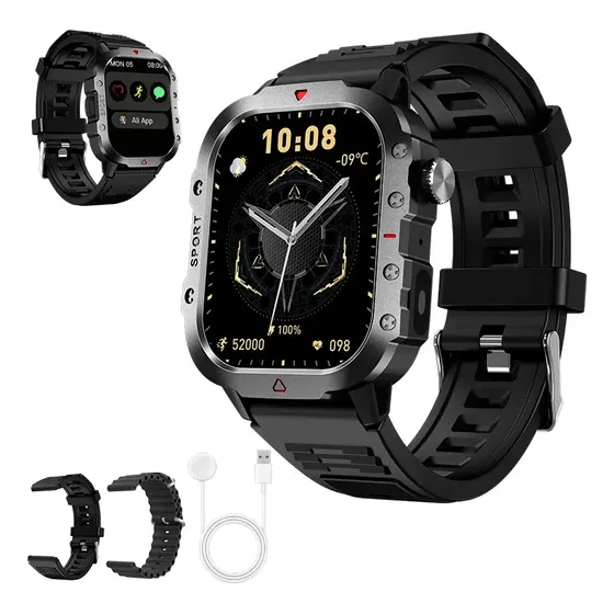 Smartwatch WGP H11 Preto Com Bluetooth para Android e iOS