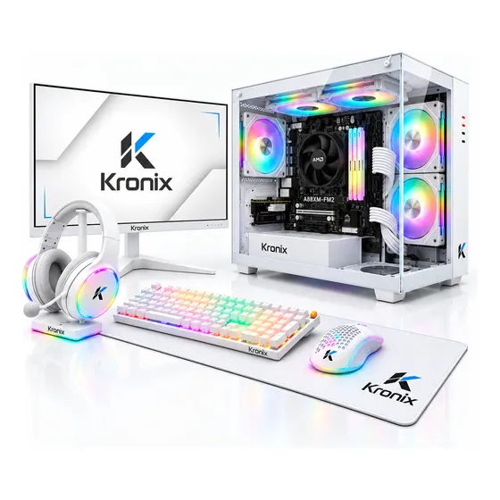 Pc Gamer Branco Completo Cpu Amd A8 16gb Computador Game Ssd