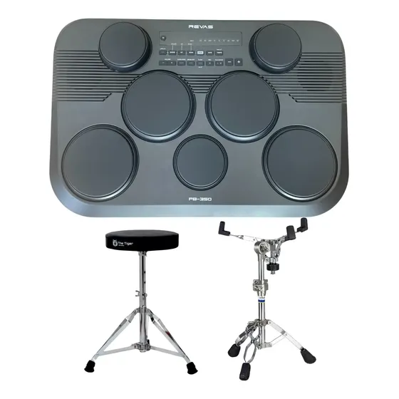 Kit Bateria Eletronica Revas Roland Pb350 + Estante + Banco