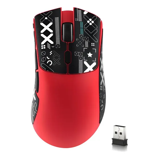 Attack Shark Mouse Para Jogos Sem Fio R1,conexão De Três Mod Cor Vermelho E Adesivo