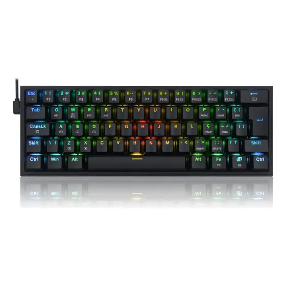 Teclado Gamer Redragon Bluetooth Mecânico Fizz Pro Rgb Switch Blue