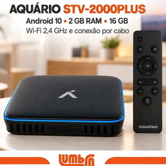 Smart Tv Box Aquário Stv-2000 Plus 4k Android 10 16gb Wifi