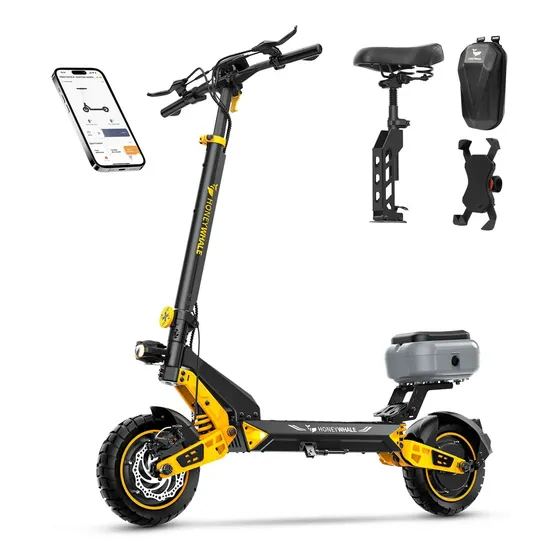 Patinete Elétrico HONEYWHALE T4D para Adulto, 1300W e 65 km de Autonomia Com Pneus de 11"