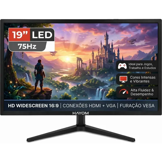 Monitor 19 Led 75hz Hdmi Vga Gamer Cftv Escritório Hd