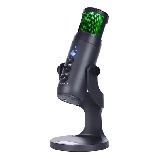 Microfone Rgb Para Streaming Com Fio Usb
