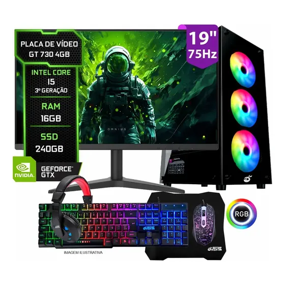 Pc Gamer Completo I5 16gb, Ssd 240gb, Placa Vídeo 4gb