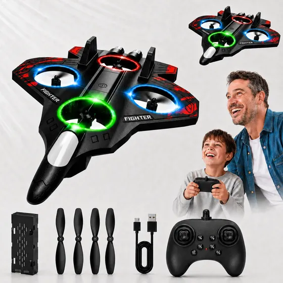 Drone Avião Controle Remoto Recarregável Luz Led Bateria Usb