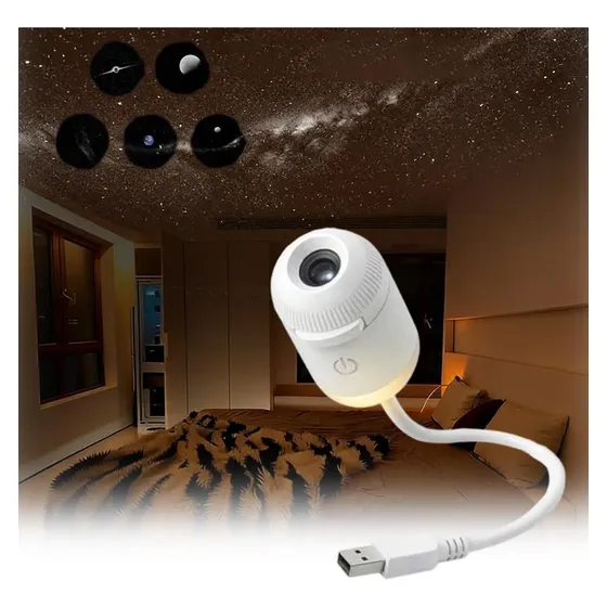 Luz Noturna Com Projetor Galaxy 2 Em 1 Hurjzpo, Usb Portátil Luz Noturna Com Projetor Galaxy 2 Em 1 Hurjzpo, Usb Portátil
