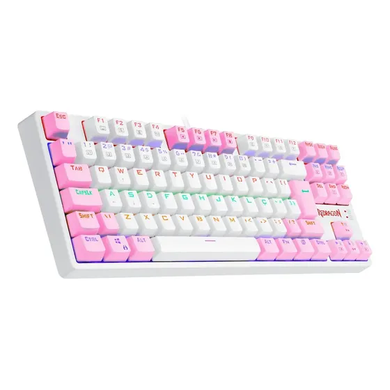 Redragon Daksa Rainbow Branco E Rosa Switch Azul