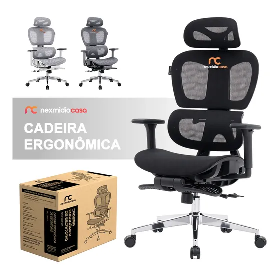 Cadeira De Escritório Ergonômica Mesh Reclinável Adaptável