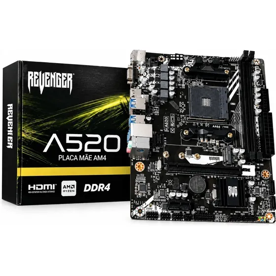 Placa Mãe A520 Am4 Amd Ryzen Ddr4 6 Gb/s Usb 3.0 Revenger