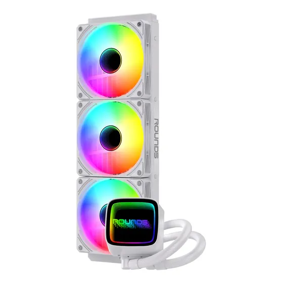 Water Cooler 360mm Round5 Eurus Argb Bomba Fundo Infinito Cor Branco