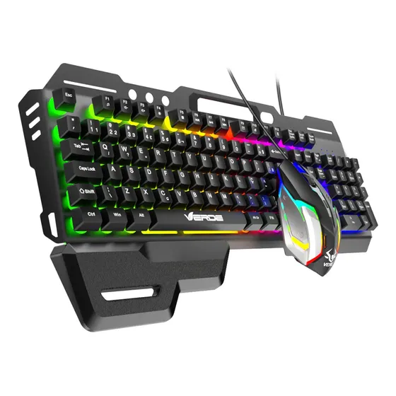 Kit Gamer Abnt2 Teclado E Mouse Com Fio Rgb Para Notebook Pc