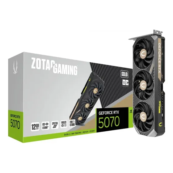 Placa De Video Zotac Rtx 5070 Solid Oc, 12gb, Gddr7