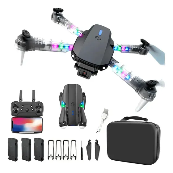 Mini Drone E88 Pro Com Câmera Dupla Wifi Com Case 3 Baterias