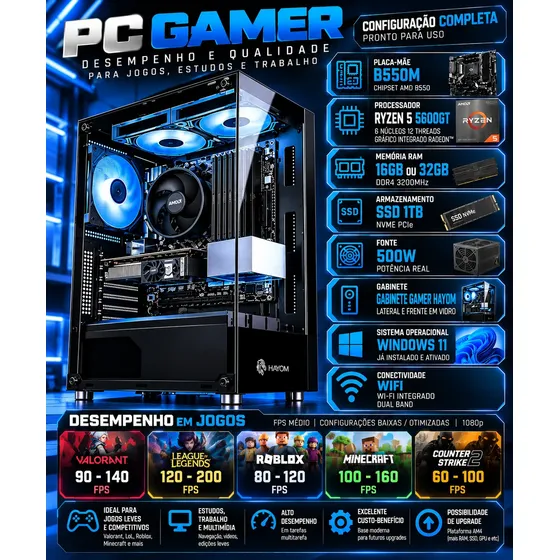 Pc Office Ryzen 5 5600g 16gb Ssd 1tb Aaz Distribuidora Pc Office Ryzen 5 5600g 16gb Ssd 1tb Aaz Distribuidora