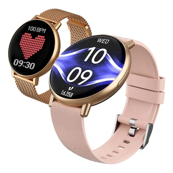 Smartwatch Forestory R1 Rosa com Tela 1.39" para Android e iOS e 2 Pulseiras