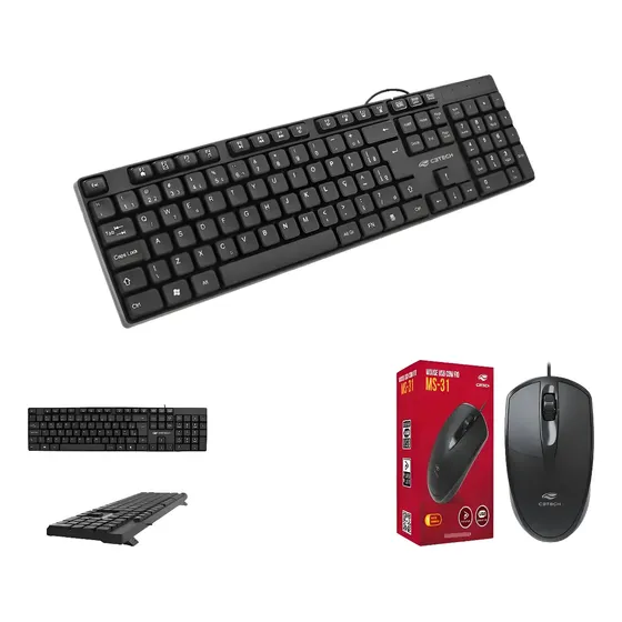 Kit Teclado E Mouse Usb Preto Com Fio