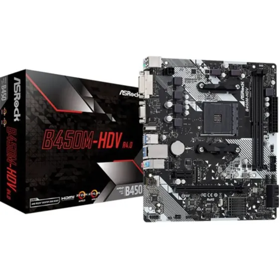 Placa-mãe Asrock Amd B450m-hdv R4.0 Am4 Hdmi Ddr4