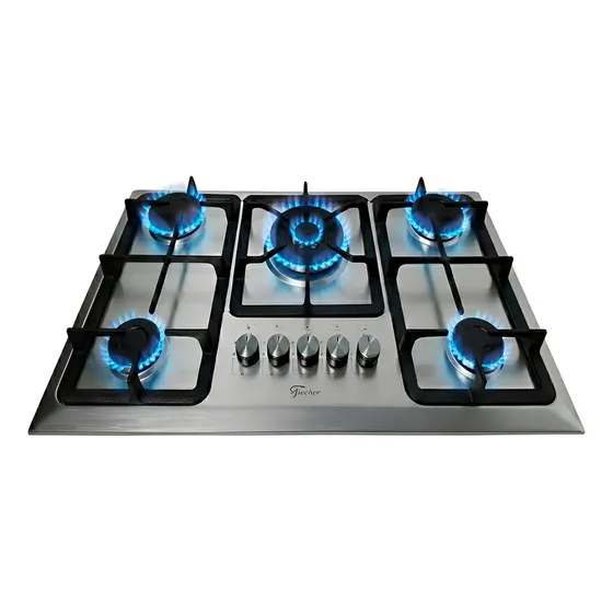 Fogão Cooktop De Embutir 5 Bocas A Gás Tripla Chama Fischer