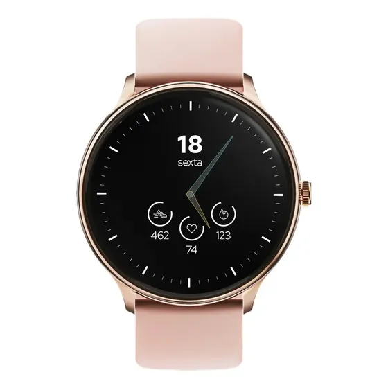 Smartwatch Wb Redondo 46 mm, Tela 1,39 Fitness Tracker Rosa